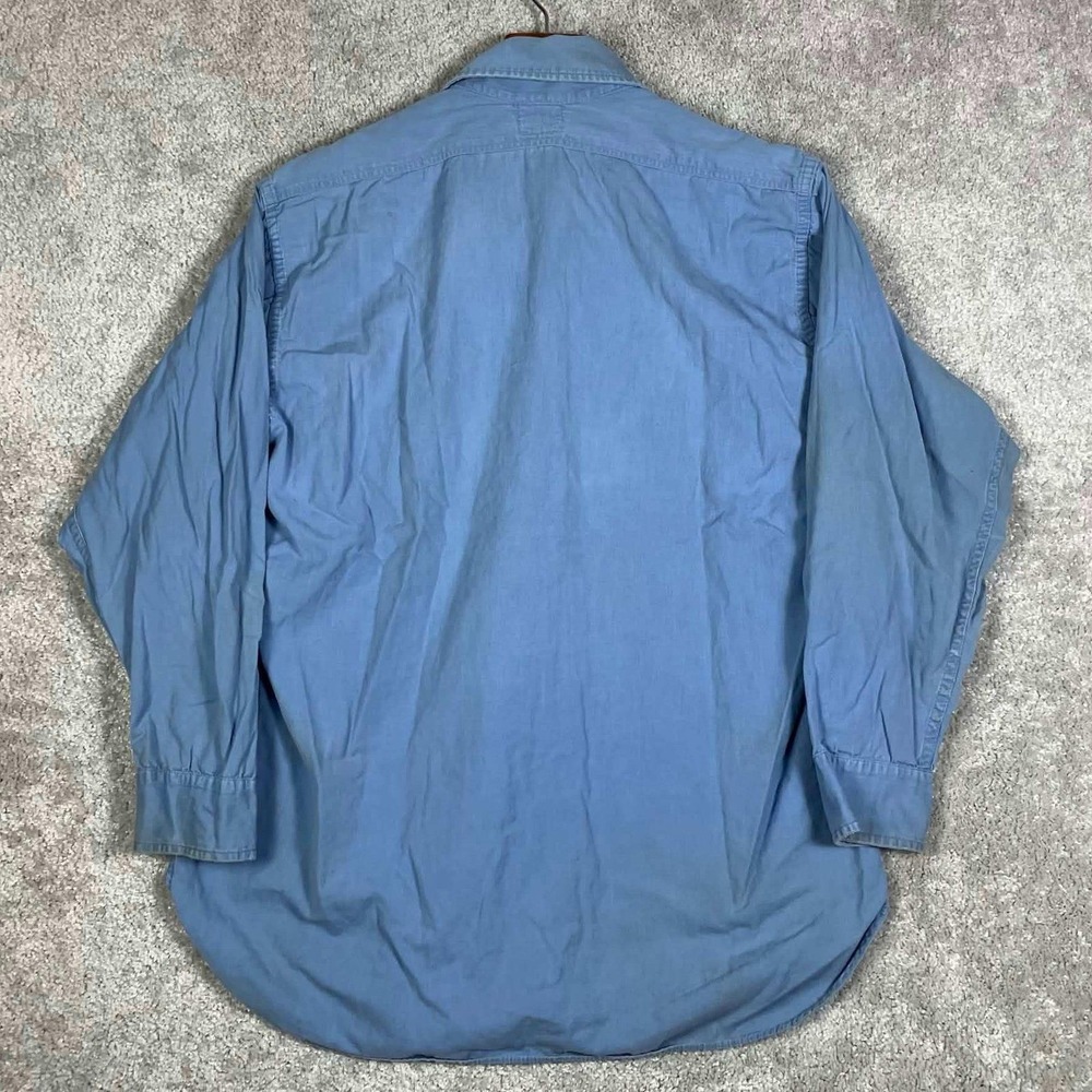 Vintage 50s Partridge Atlanta Gulf Oil Gas Station Work Shirt Blue Sanforized - Picture 10 of 16